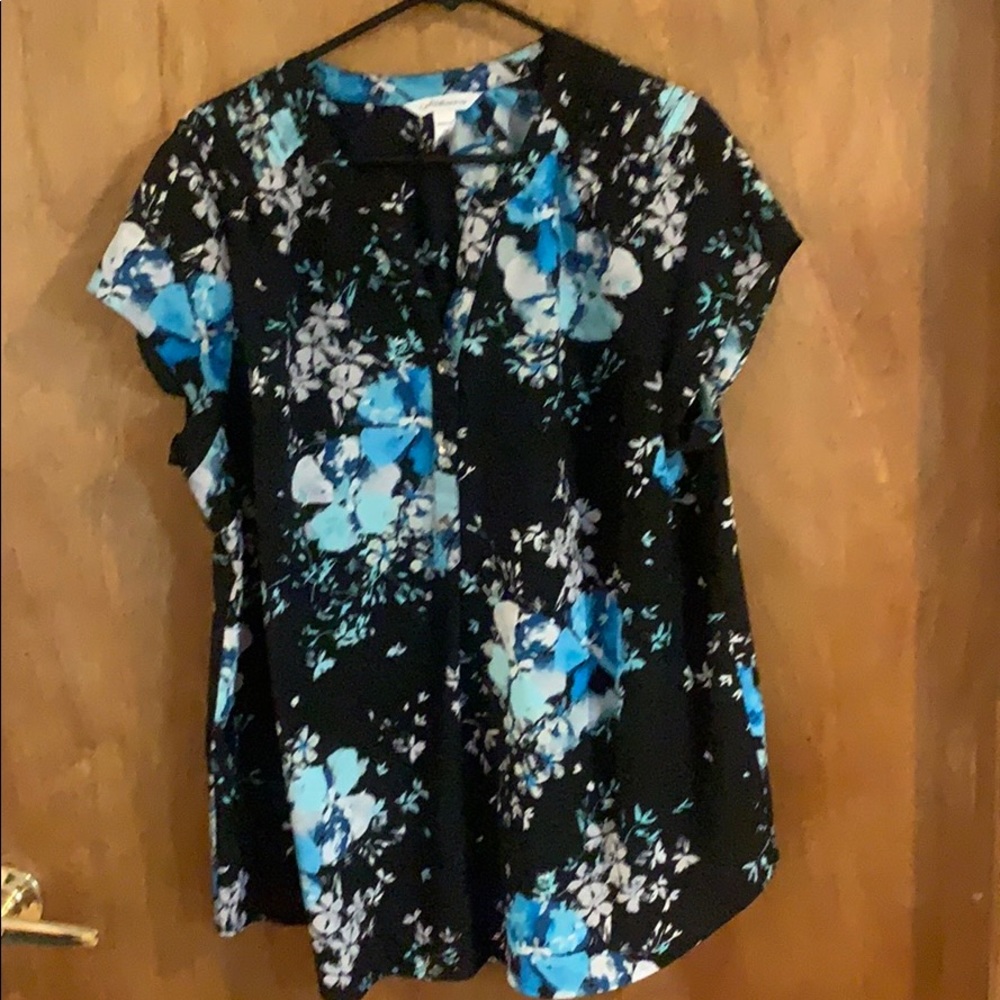 Black and blue floral blouse